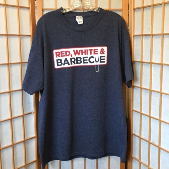 Jerzees Tee with Red, White & Barbecue Graphic - Picture 1 of 8